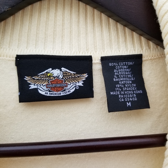 Harley-Davidson two way zipper cream knit zip up sweater M - Picture 5 of 10